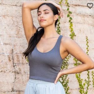 Grey ribbed altar’d stage revival tank size small/ medium